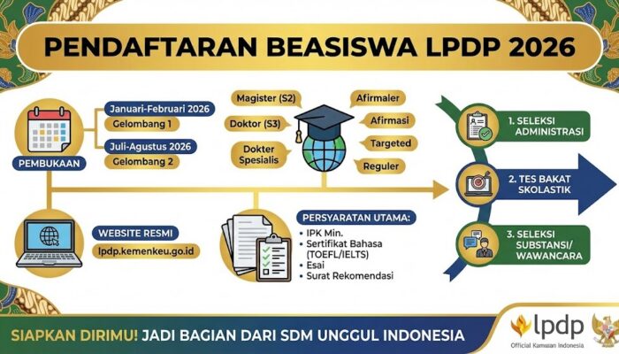 Pendaftaran Beasiswa LPDP 2026, Jadwal Resmi, Cek Syarat Terbaru dan Tips yang Perlu Disiapkan